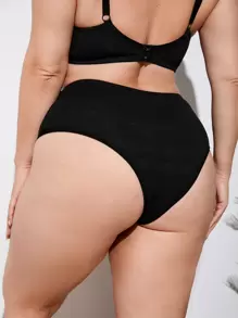 Plus Solid Simple Panty - Black - View 2