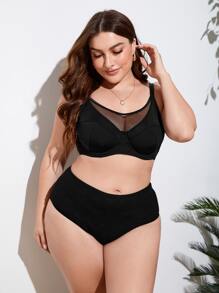 Plus Solid Simple Panty - Black - View 4