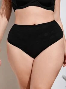 Plus Solid Simple Panty - Black - View 5
