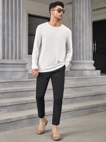 Manfinity Homme Men Solid Round Neck Tee - White - View 3