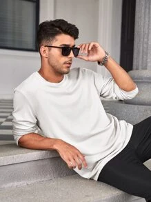 Manfinity Homme Men Solid Round Neck Tee - White - View 6