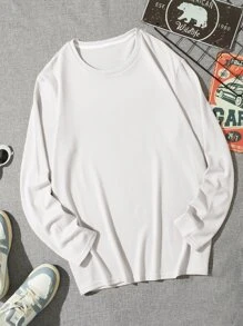 Manfinity Homme Men Solid Round Neck Tee - White - View 8