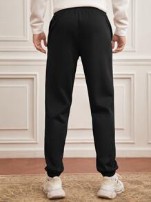 GENTILAND 1入組腰部抽繩斜口袋衛褲 - 黑色 - 查看 2