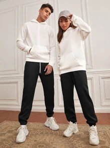 GENTILAND 1入組腰部抽繩斜口袋衛褲 - 黑色 - 查看 5