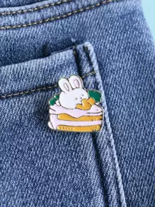 1 pieza Broche dulce aleación de zinc conejo & pastel diseño para niñas para decoración diaria - Multicolor - Ver 1