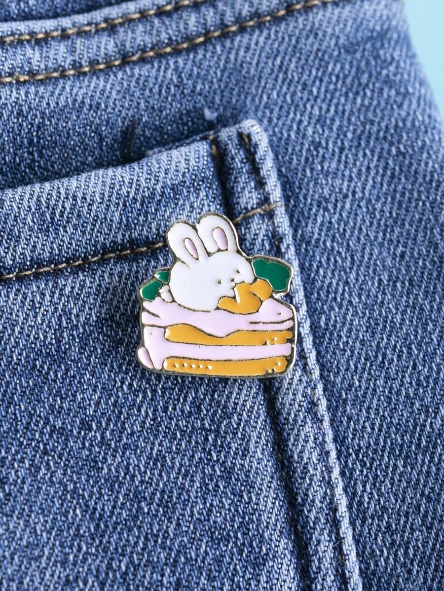 1 pieza Broche dulce aleación de zinc conejo & pastel diseño para niñas para decoración diaria - Multicolor - Ver 1