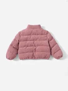 SHEIN Baby Girl Zip Up Padded Coat For Winter - Dusty Pink - View 2