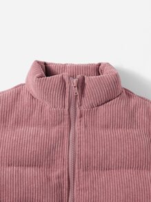 SHEIN Baby Girl Zip Up Padded Coat For Winter - Dusty Pink - View 3