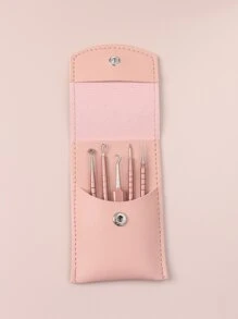 Herramienta extracción espinillas dos cabezas, extractor comedones espinillas 5 piezas, kit eliminación imperfecciones de puntos blancos de acné, acero inoxidable primera calidad, sin riesgos para piel de cara, con bolsa almacenamiento portátil - Oro rosa - Ver 2