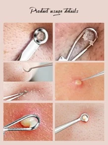 Herramienta extracción espinillas dos cabezas, extractor comedones espinillas 5 piezas, kit eliminación imperfecciones de puntos blancos de acné, acero inoxidable primera calidad, sin riesgos para piel de cara, con bolsa almacenamiento portátil - Oro rosa - Ver 3