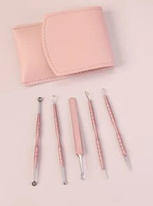 Herramienta extracción espinillas dos cabezas, extractor comedones espinillas 5 piezas, kit eliminación imperfecciones de puntos blancos de acné, acero inoxidable primera calidad, sin riesgos para piel de cara, con bolsa almacenamiento portátil - Oro rosa - Ver 4