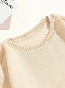 SHEIN EZwear Slogan Graphic Thermal Lined Sweatshirt - Apricot - View 3