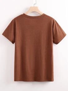 INAWLY Cartoon Graphic Tee Graphic Tees Women Tops - Rust Brown - View 2