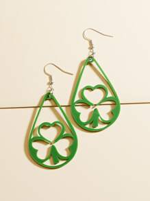 Clover Decor Water Drop Earrings - Multicolor - View 2