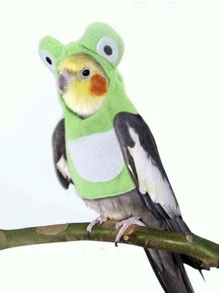 1pc Cartoon Frog Design Pet Costume, Cosplay Outfit Warm Funny Frog Shaped Birds Clothes Halloween Halloween Costumes - Mint Green - View 1