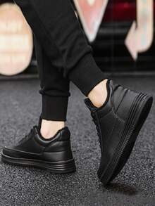 男士前綁帶毛絨內襯板鞋