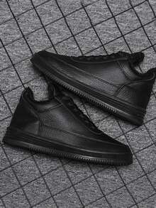 男士前綁帶毛絨內襯板鞋