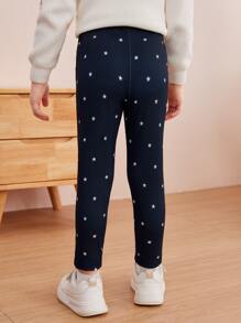 Toddler Girls Star & Rabbit Print Leggings - Navy Blue - View 2