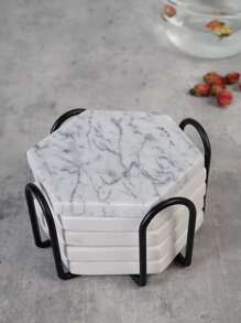 Iron Multifunction Coaster Storage Rack - Black - View 1