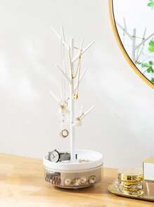 1pc Rotatable Jewelry Storage Rack - White - View 1