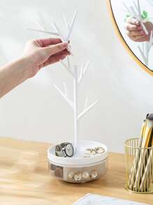 1pc Rotatable Jewelry Storage Rack - White - View 2