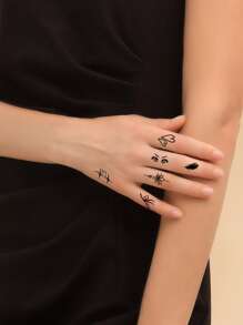 Tattoo Sticker Kits,6 Sheets Wing & Heart Pattern Temporary Tattoos For Women,Tattoo Stickers Adults,Realistic Tattoo Heart ,Wing ,For Women and Girls - Black - View 2