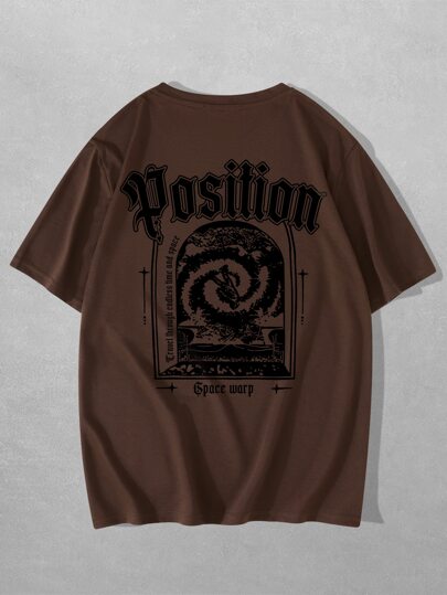 تي شيرت بطباعة أحرف للشباب