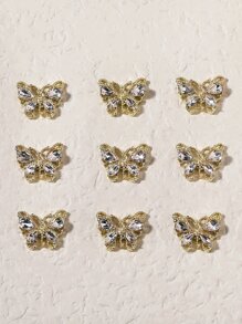 10 chiếc 3D Rhinestone Butterfly Design Nail Art Decoration DIY Nail Charms Nail Gems Nail Supplies Nails - Vàng - Xem 4