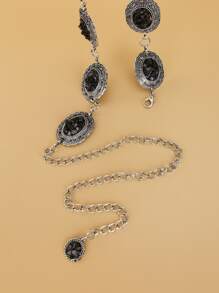 Western Boho Cowgirl Oval Decor Chain Belt For Coats And Dresses Halloween Summer, School Fall, Autumn, Halloween - Silver - View 3