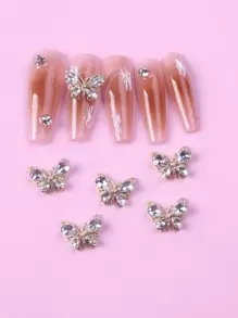 TSZS 6 piezas 3d con diamante de imitación con diseño de mariposa Decoración de uñas - transparente - Ver 1