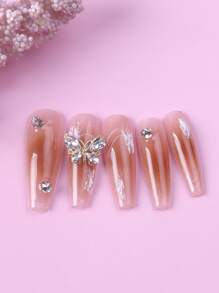 TSZS 6 piezas 3d con diamante de imitación con diseño de mariposa Decoración de uñas - transparente - Ver 2