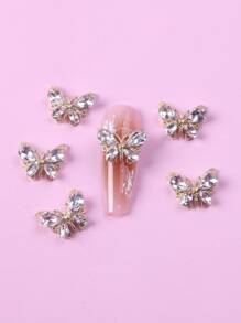 TSZS 6 piezas 3d con diamante de imitación con diseño de mariposa Decoración de uñas - transparente - Ver 3