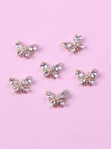 TSZS 6 piezas 3d con diamante de imitación con diseño de mariposa Decoración de uñas - transparente - Ver 4