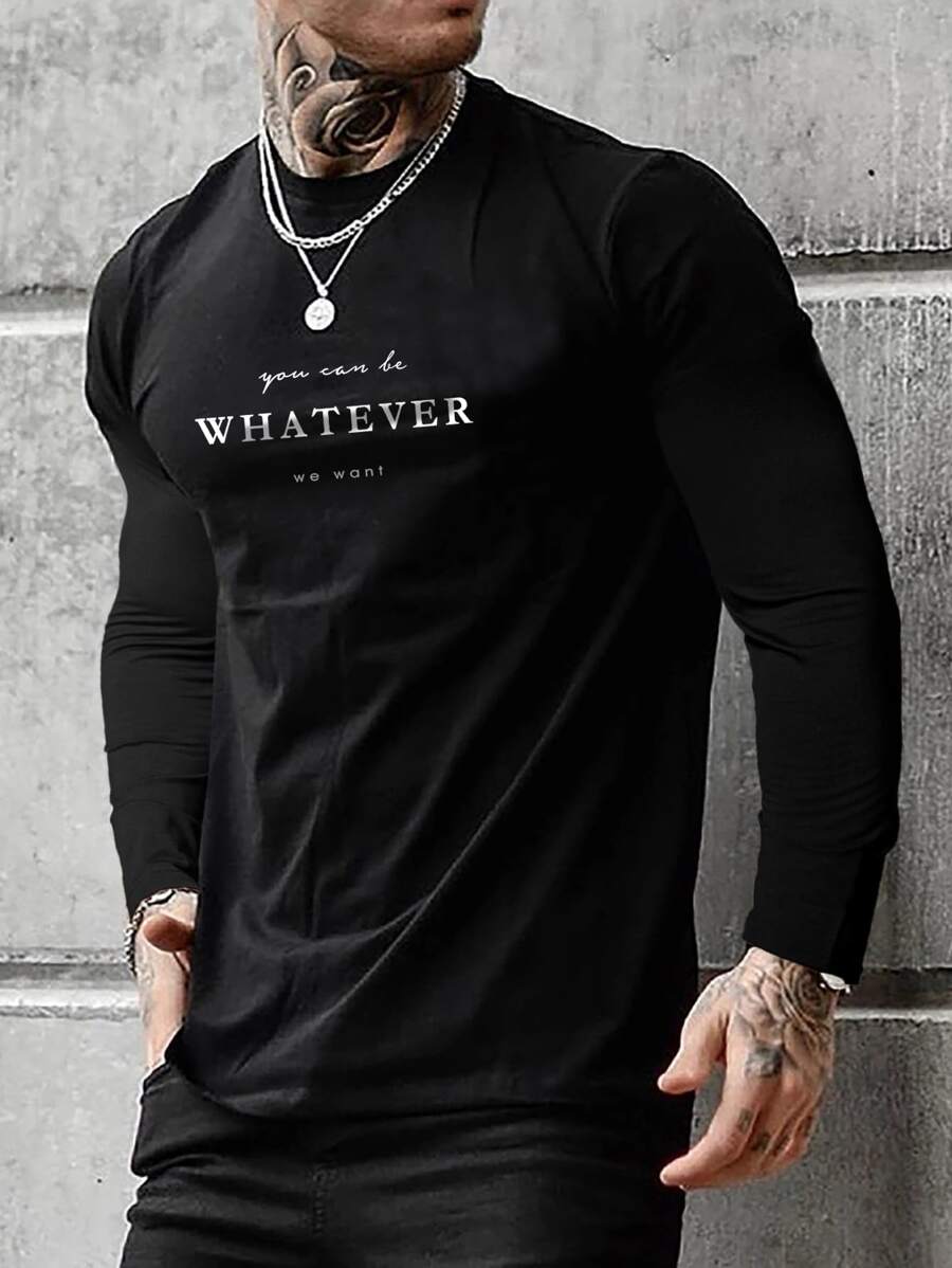 Manfinity Homme Men Slogan Graphic Tee - Black - View 1