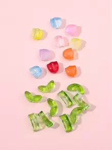 10 piezas cuentas de vidrio para bricolaje con diseño de hoja y flor de color aleatorio - Multicolor - Ver 1