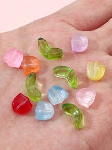 10 piezas cuentas de vidrio para bricolaje con diseño de hoja y flor de color aleatorio - Multicolor - Ver 3