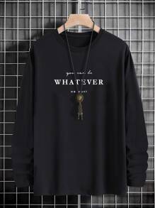 Manfinity Homme Men Slogan Graphic Tee - Black - View 4