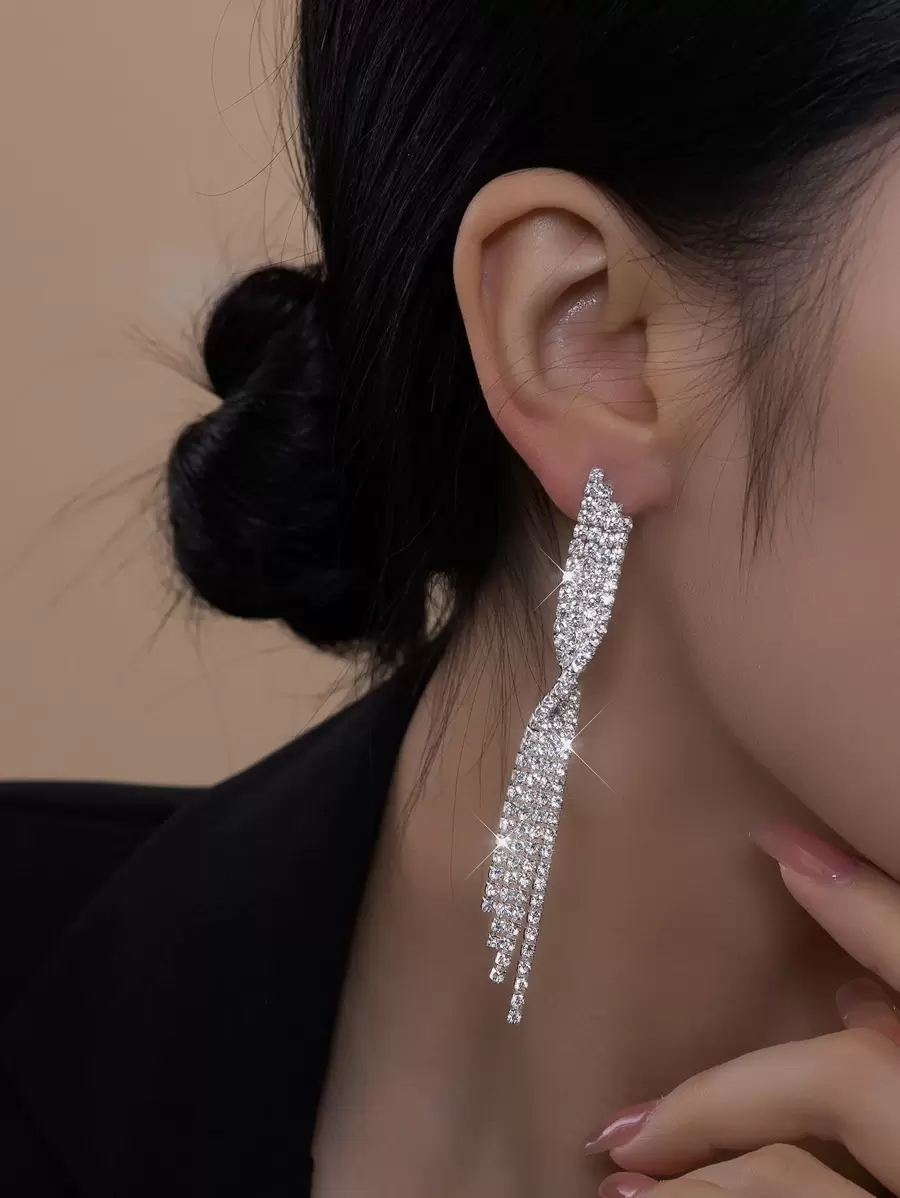 Rhinestone Tassel Drop Earrings