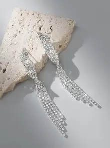 Rhinestone Tassel Drop Earrings