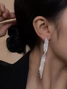 Rhinestone Tassel Drop Earrings