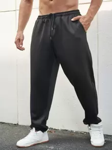 Manfinity Men Cartoon & Letter Graphic Joggers - Black - View 4