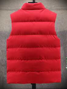 Manfinity Homme Men Plus Zip Up Puffer Vest Coat - Red - View 2