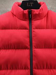 Manfinity Homme Men Plus Zip Up Puffer Vest Coat - Red - View 3