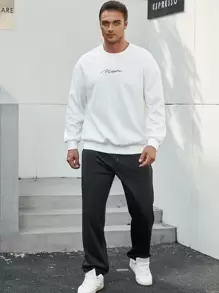 Manfinity Men Cartoon & Letter Graphic Joggers - Black - View 7