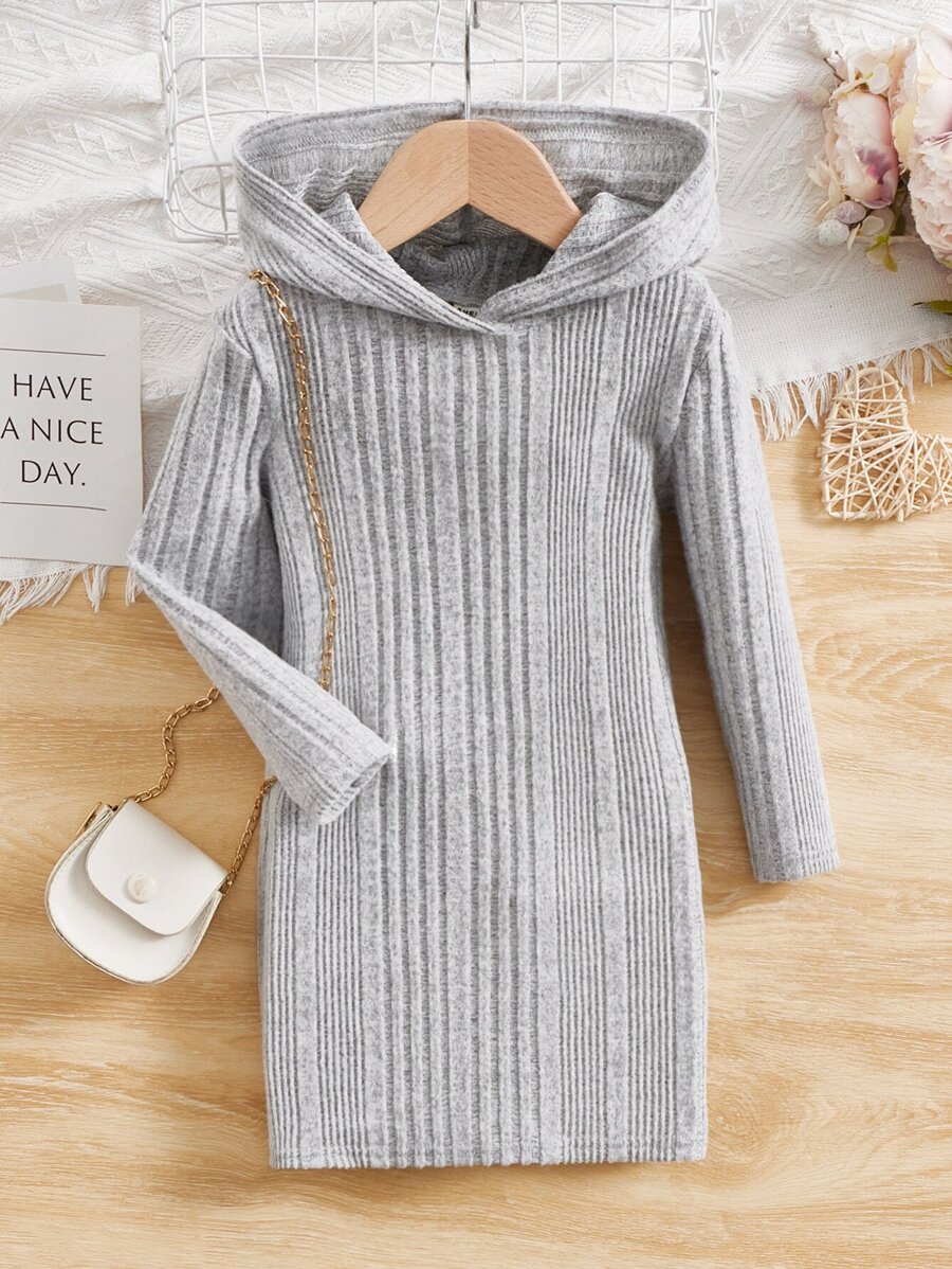 SHEIN Leap Crew 少女用肋織連帽連衣裙