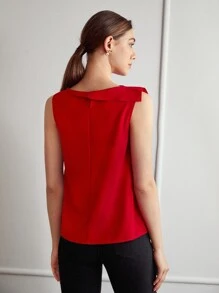 MOTF PREMIUM RUFFLE TRIM STRAIGHT TOP - Red - View 8