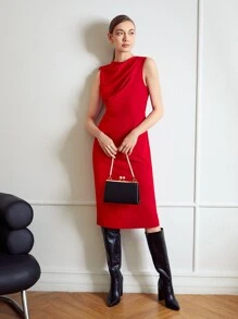 MOTF PREMIUM 垂墜緊身連衣裙 - 紅色 - 查看 5