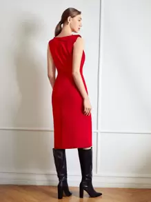 MOTF PREMIUM 垂墜緊身連衣裙 - 紅色 - 查看 8