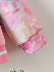 Chicas Cazadora de universidad con estampado de unicornio de hombros caídos sin camiseta - Rosa - Ver 5