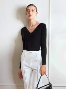 MOTF PREMIUM CASHMERE-MIX SLINKY SWEATER - Black - View 5